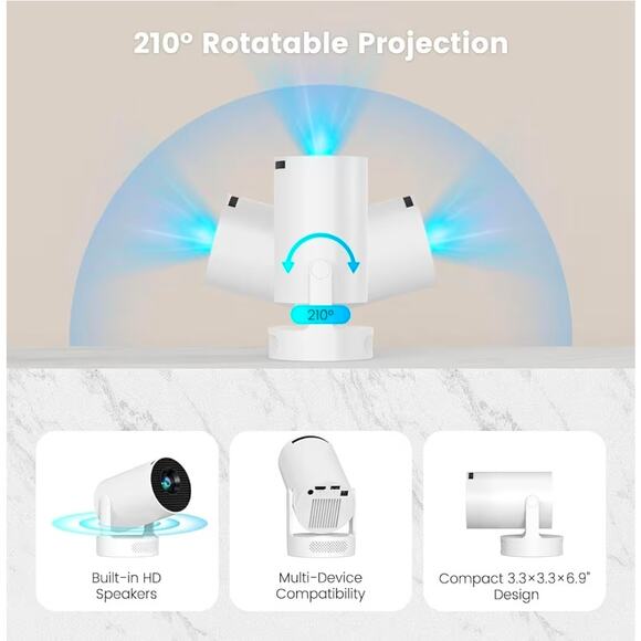 HY300 Ultra Mini Portable Projector with Wifi6 and Bluetooth - Picture 4 of 6